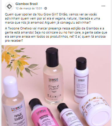Glambox - Clube de assinatura de produtos de beleza (Grupo Facebook)