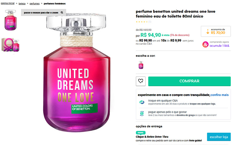 Perfume United Dreams One Love Feminino Eau de Toilette - Benetton