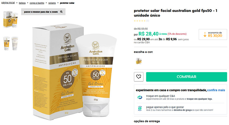 Protetor Solar Facial FPS50 - Australian Gold